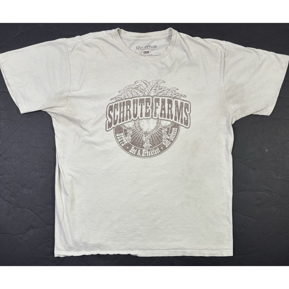 The Office Schrute Farms  T-Shirt Men's XXL Beige Short Sleeve 2018